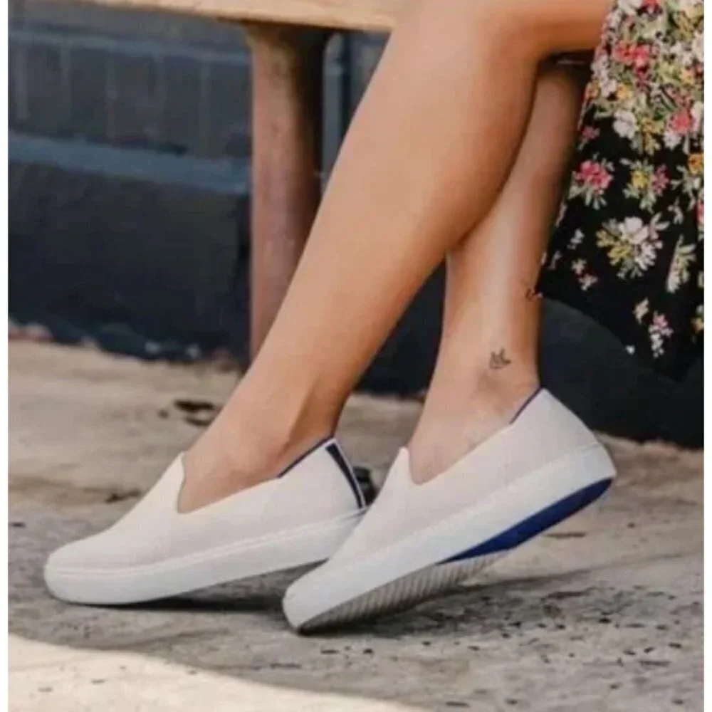 Rothy's THE SNEAKER in Sand Classic Slip-On Sneakers Size 7.5